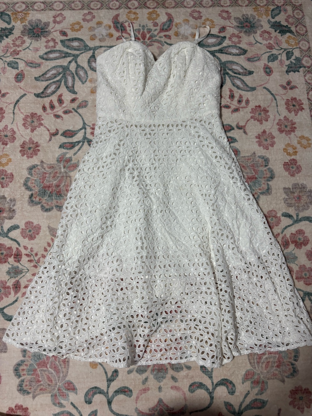 Ann Taylor White Eyelet Strapless Midi Dress